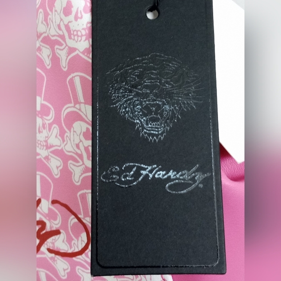 Ed Hardy Pink Rhinestone Siberia Hill Tiger Kiss Lock Frame Tattoo Charm Satchel - Picture 9 of 15